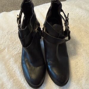 Express Black Ankle Booties with Buckle Detail